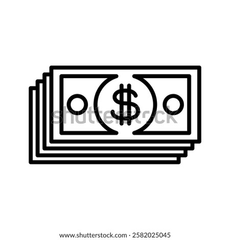 One dollar bill icon: vector illustration, icon line