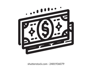 un billete de un dólar, ícono del Vector monetario.