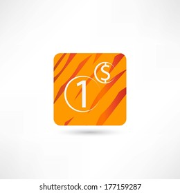 One dollar coin on background