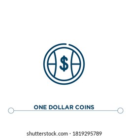 one dollar coin vector outline icon. simple element illustration. one dollar coins outline icon from editable business concept. can be used for web and mobile
