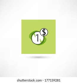 One dollar on green background