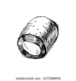 One of dolly mixture candy, retro hand drawn vector illustration. Sweet dessert, sketch vintage engraving isolated on white background.