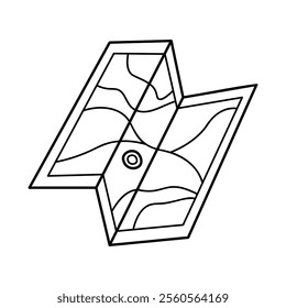 One doodle map in black outline. Clip art for your projects.