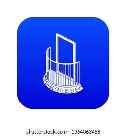 One door balcony icon blue vector isolated on white background