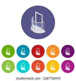 One door balcony icons color set vector for any web design on white background