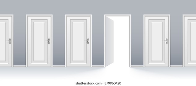 One door is open and other closed