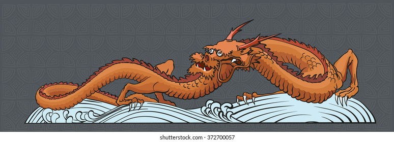 one dragon on a gray background
