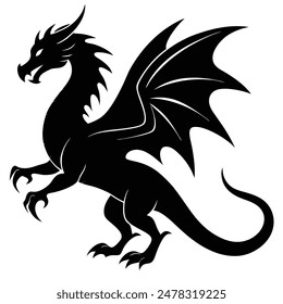 one dragon silhouette vector illustration