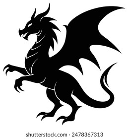 one dragon silhouette vector illustration