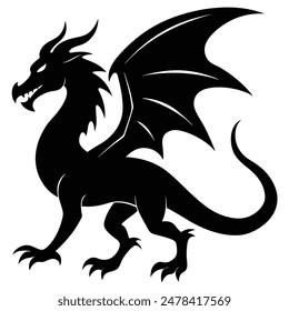 one dragon silhouette vector illustration