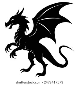 one dragon silhouette vector illustration