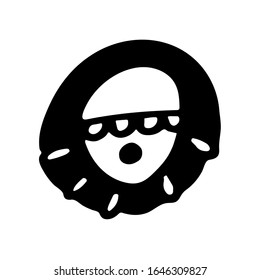 
One drawn black eye on a white background.