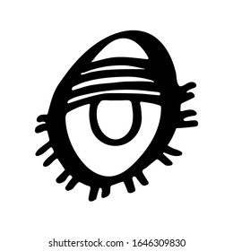 
Un ojo negro dibujado sobre un fondo blanco.