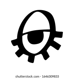 
Un ojo negro dibujado sobre un fondo blanco.