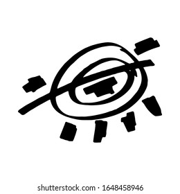 Un ojo negro dibujado sobre un fondo blanco.