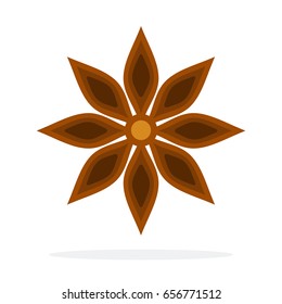 One Dry anise flower vector flat material design isolated on white