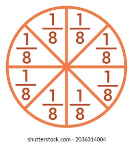 one eighth fraction circle with fraction number