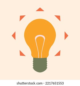 One electric yellow light bulb on a pink background. Shutdown and saving electricity in Ukraine. Creative business idea concept. Vector.