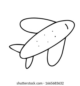 One element of the airplane in the summer doodle. Hand drawn vector illustration for greeting cards, posters, stickers and seasonal design.
