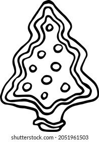 One element cartoon gingerbread herringbone from new year, christmas collection. Vector hand drawn illustration for postcards, posters, stickers and professional designs.