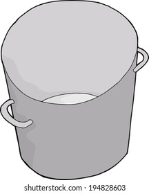 One empty steel bucket on isolated background