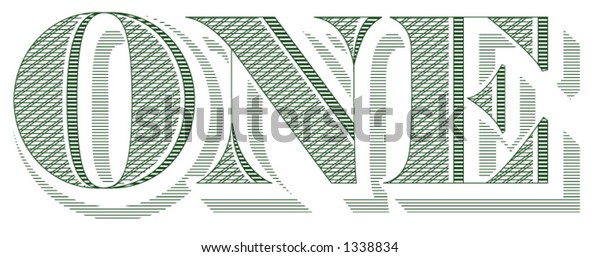 One Etching Dollar Bill Stock Vector (Royalty Free) 1338834