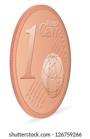 One Euro Cent Coin On A White Background. Vector Illustration.