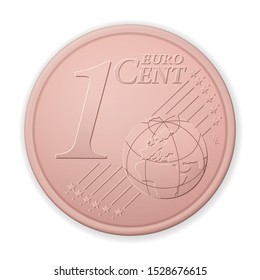 One Euro Cent On A White Background. Vector Illustration.