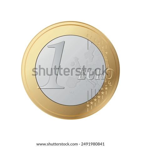 One euro coin - Euro 1 coin isolated on white background. Currency of the European Union - vector illustration