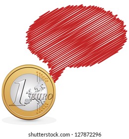 one euro coin with a comic cloud to place your concept. vector design