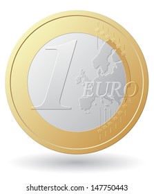 one euro coin vector illustration isolated on white background