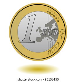 one euro coin vector illustration on white