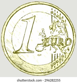 One euro coin. Vector Image