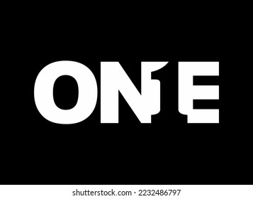 'ONE' Expression Lettering Illustration for Logo, Art Illustration, Pictogram, Apps, Website or Graphic Design Element. Vector Illustration