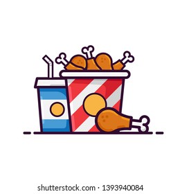 One extra combo fried chicken package vector illustration, colored cartoon style Suitable for Web Landing Page, Banner, Flyer, Sticker, Wallpaper, Card, Background