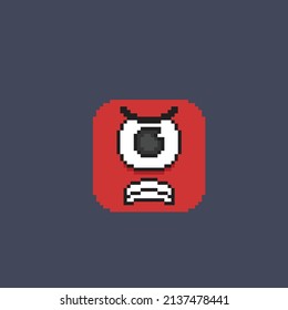 One Eye With Angry Reaction In Pixel Style