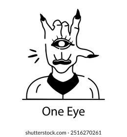 One eye character icon in doodle style 