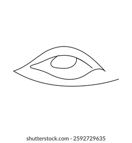 One eye in continuous one line drawing Minimalist eye with black and white background