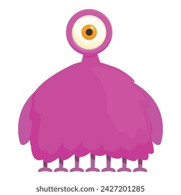 One eye creature icon cartoon vector. Child face. Multi legs monster