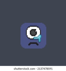 one eye with cry reaction in pixel style