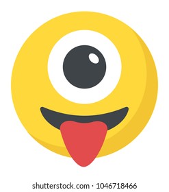 One eye emoji laughing showing craziness 