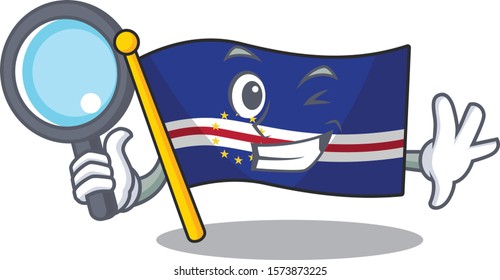 One eye flag cape verde Detective cartoon character style