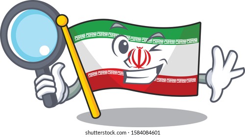 One eye flag iran Detective cartoon character style