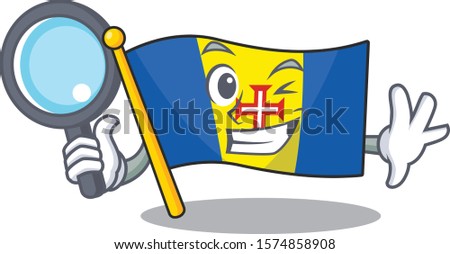 One eye flag madeira Detective cartoon character style