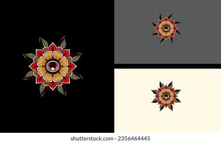 one eye and flowers vector illustration design