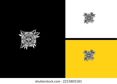 one eye and flowers vector logo line art