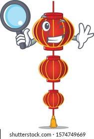 One eye lampion chinese lantern Detective cartoon character style