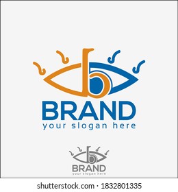 Logo de un ojo, letra B en el ojo. Icono ocular. Vector de logotipo.