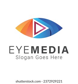 Logotipo de One Eye Media Design Eye Media Play Button Logrotipo