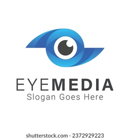 Logotipo de One Eye Media Design Eye Media Play Button Logrotipo